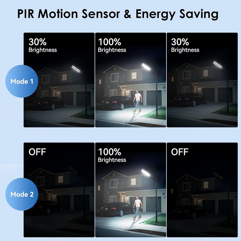 CNOIJUTS Solar Lights Outdoor Waterproof, 6500K 13000LM LED Dusk to Dawn Solar Street Light, Solar-Powered Flood Lights with Motion Sensor and Remote Control, Solares Parking Lot Light for Yard Walkway, 6-Pack - Image 2